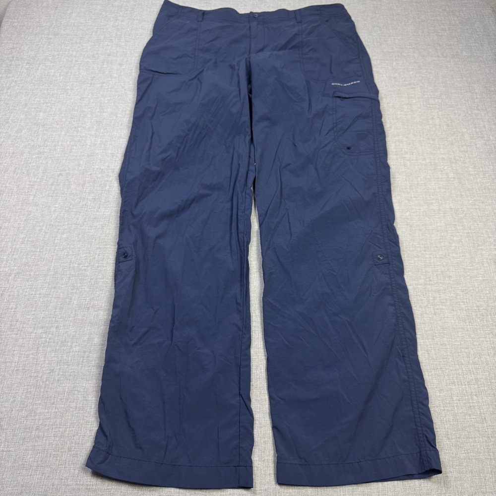 Columbia PFG Fishing Cargo Pants Womens 14 Blue Nylon Omni-Shade Lightweight